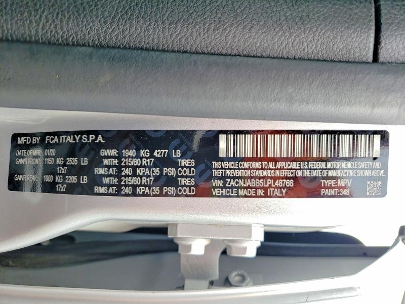 Aukcja sprzedaży 2020 Jeep Renegade, vin: ZACNJABB5LPL48766, numer aukcji: 61554156