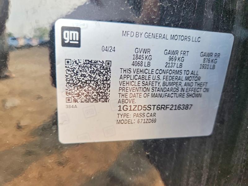 2024 Chevrolet Malibu მანქანა იყიდება აუქციონზე, vin: 1G1ZD5ST6RF216387, აუქციონის ნომერი: 60819576