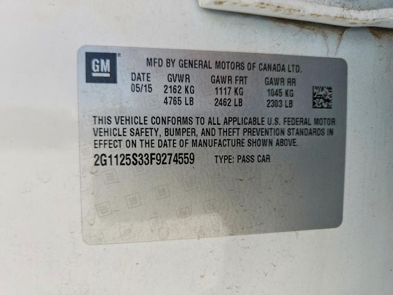2015 Chevrolet Impala მანქანა იყიდება აუქციონზე, vin: 2G1125S33F9274559, აუქციონის ნომერი: 59634406