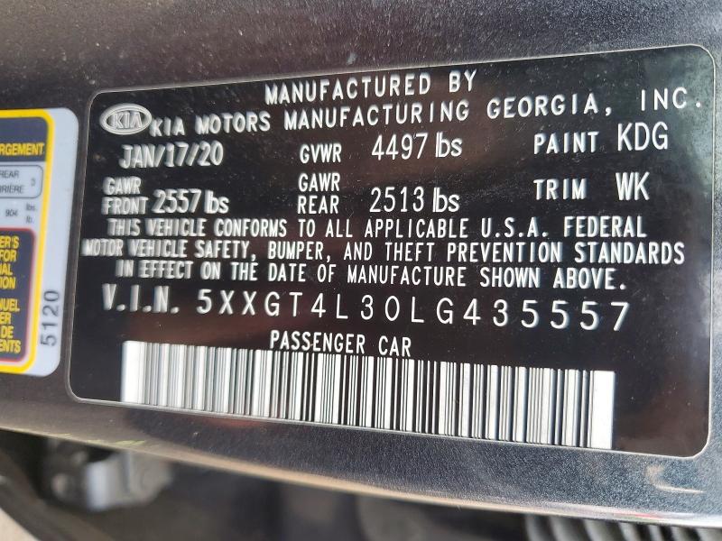 Продажа на аукционе авто 2020 Kia Optima, vin: 5XXGT4L30LG435557, номер лота: 60411946