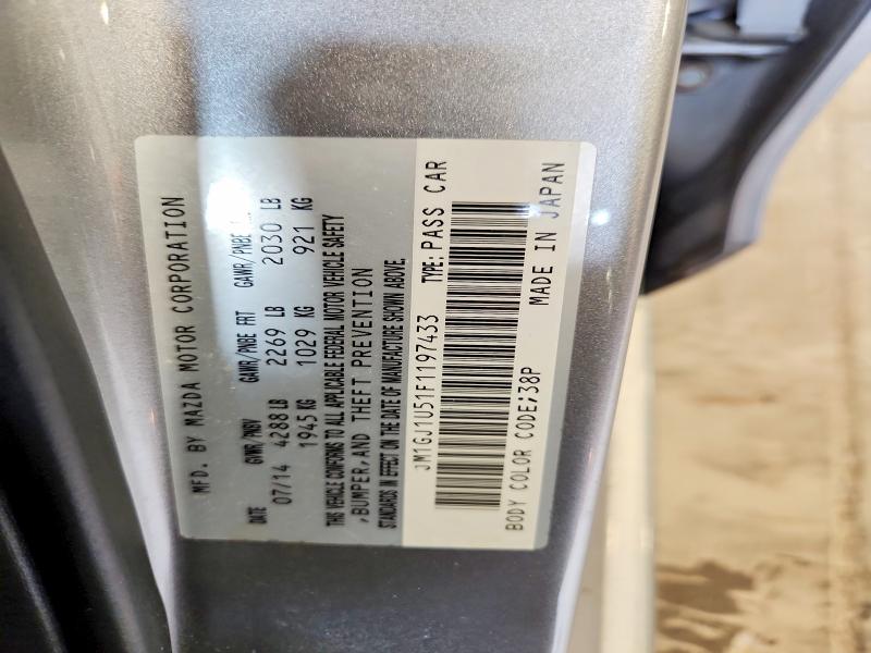 Продажа на аукционе авто 2015 Mazda 6, vin: JM1GJ1U51F1197433, номер лота: 60120876