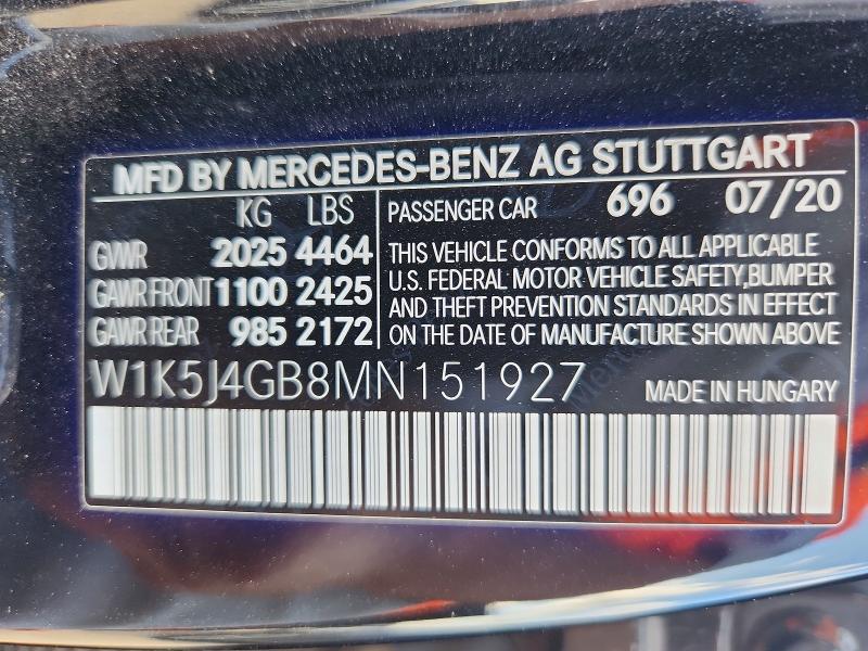 Продажа на аукционе авто 2021 Mercedes-benz Cla, vin: W1K5J4GB8MN151927, номер лота: 62839366