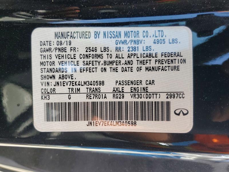 2020 Infiniti Q60 მანქანა იყიდება აუქციონზე, vin: JN1EV7EK4LM340598, აუქციონის ნომერი: 59385216