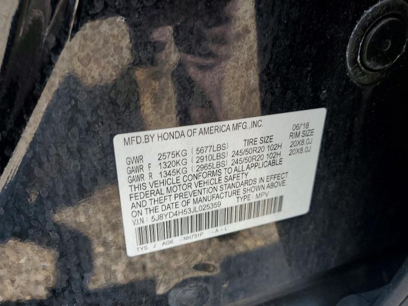 62386296 :رقم المزاد ، 5J8YD4H53JL025359 vin ، 2018 Acura Mdx مزاد بيع