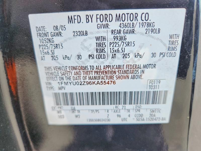 59641216 :رقم المزاد ، 1FMYU02Z96KA55476 vin ، 2006 Ford Escape مزاد بيع