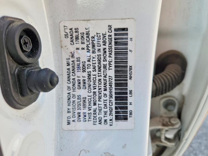 Aukcja sprzedaży 2017 Honda Civic, vin: 2HGFC2F56HH549727, numer aukcji: 61792216