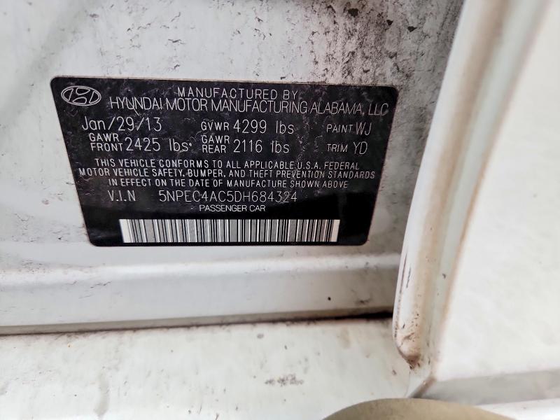 2013 Hyundai Sonata მანქანა იყიდება აუქციონზე, vin: 5NPEC4AC5DH684324, აუქციონის ნომერი: 61600856