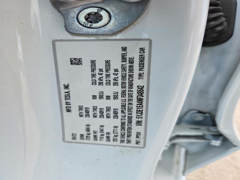 Продажа на аукционе авто 2022 Tesla Model 3, vin: 5YJ3E1EA4NF348642, номер лота: 85456105