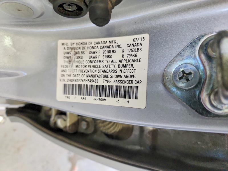 63297096 :رقم المزاد ، 2HGFB2F74FH545483 vin ، 2015 Honda Civic مزاد بيع