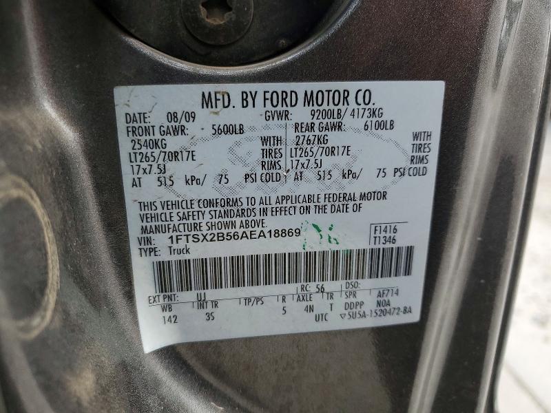 2010 Ford F250 მანქანა იყიდება აუქციონზე, vin: 1FTSX2B56AEA18869, აუქციონის ნომერი: 61617456