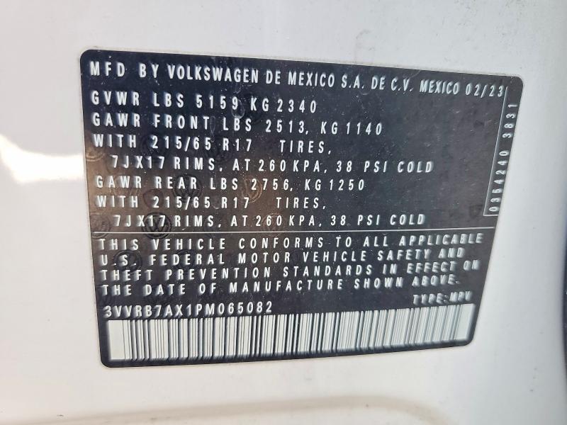 Aukcja sprzedaży 2023 Volkswagen Tiguan, vin: 3VVRB7AX1PM065082, numer aukcji: 63354346