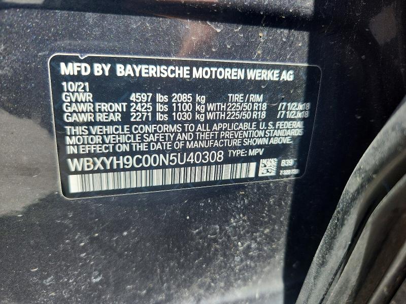 60152656 :رقم المزاد ، WBXYH9C00N5U40308 vin ، 2022 Bmw X2 مزاد بيع
