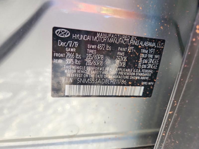 Продажа на аукционе авто 2020 Hyundai Santa Fe, vin: 5NMS53AD8LH211786, номер лота: 61409376