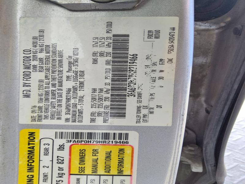 Aukcja sprzedaży 2017 Ford Fusion, vin: 3FA6P0H79HR219466, numer aukcji: 61013326