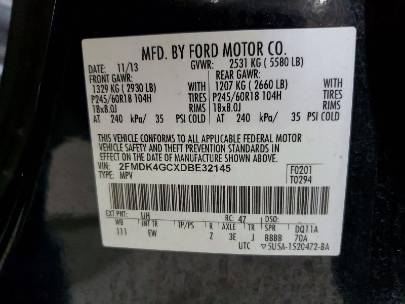 2013 Ford Edge მანქანა იყიდება აუქციონზე, vin: 2FMDK4GCXDBE32145, აუქციონის ნომერი: 59905406