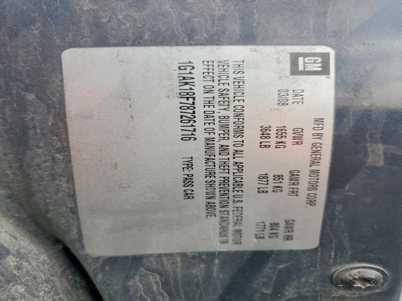 Aukcja sprzedaży 2008 Chevrolet Cobalt, vin: 1G1AK18F787261716, numer aukcji: 61539656