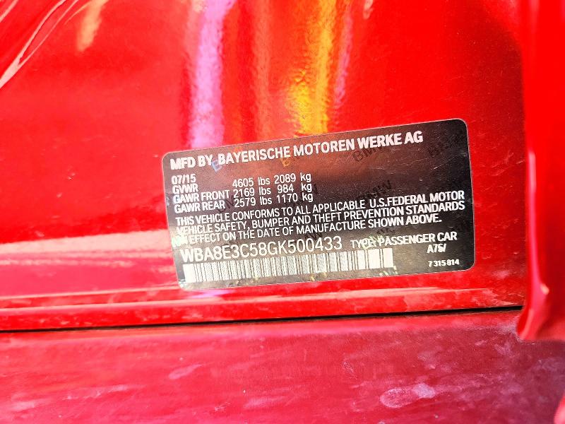 Aukcja sprzedaży 2016 Bmw 328, vin: WBA8E3C58GK500433, numer aukcji: 85625225
