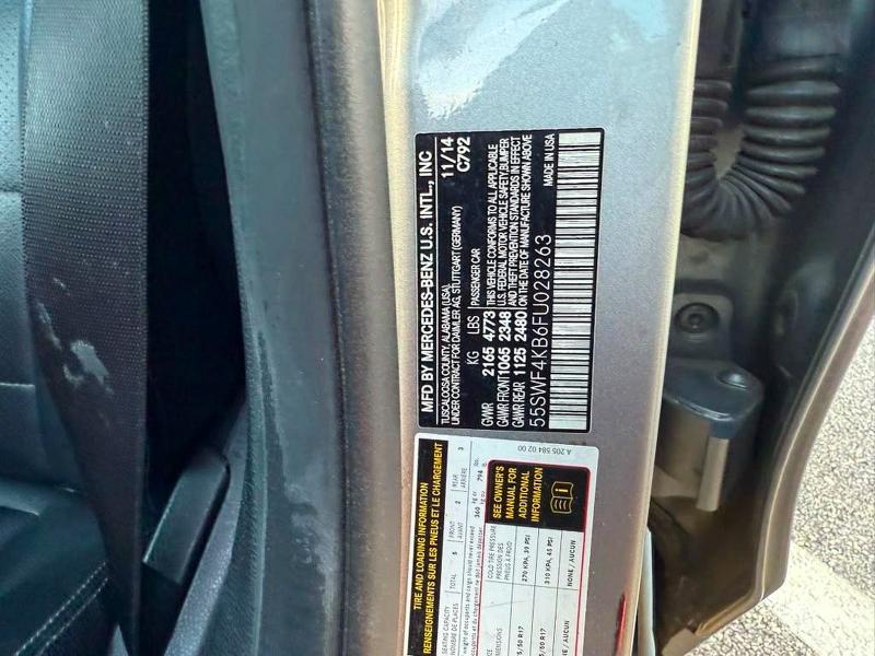 61689936 :رقم المزاد ، 55SWF4KB6FU028263 vin ، 2015 Mercedes-benz C مزاد بيع