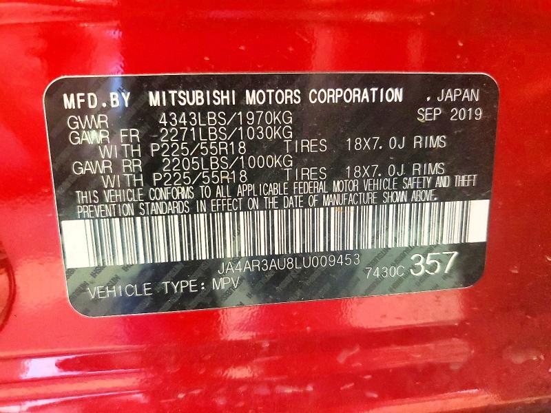 Продажа на аукционе авто 2020 Mitsubishi Outlander Sport, vin: JA4AR3AU8LU009453, номер лота: 61855106