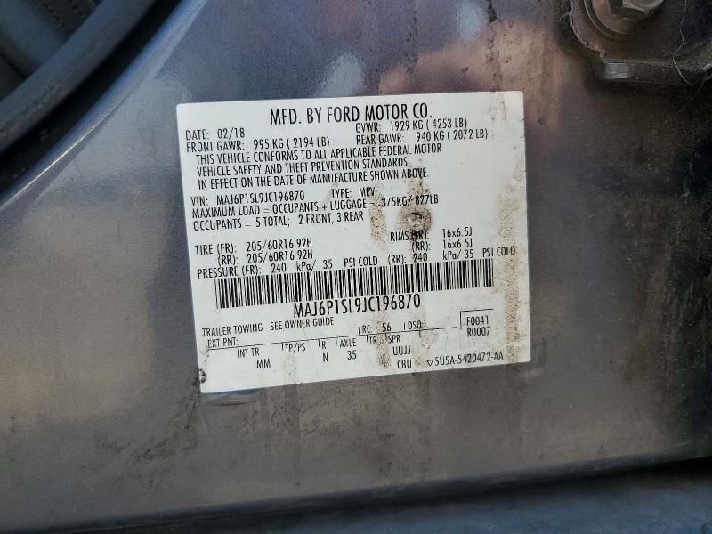 62276036 :رقم المزاد ، MAJ6P1SL9JC196870 vin ، 2018 Ford Ecosport مزاد بيع