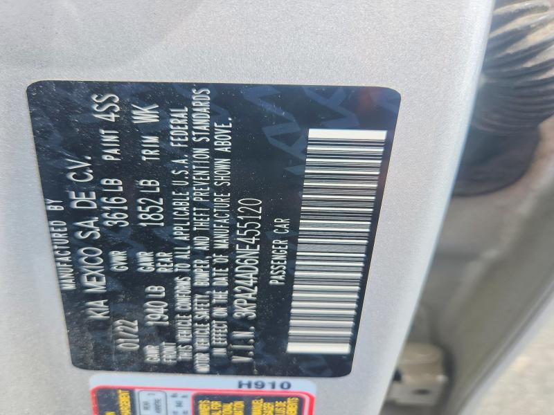 61363446 :رقم المزاد ، 3KPA24AD6NE455120 vin ، 2022 Kia Rio مزاد بيع