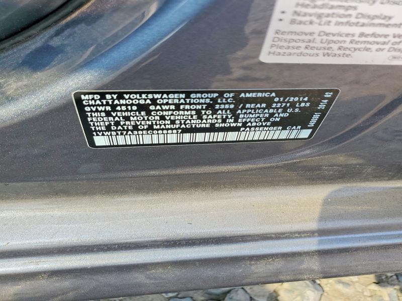 Продаж на аукціоні авто 2014 Volkswagen Passat, vin: 1VWBT7A39EC068687, номер лоту: 61503056