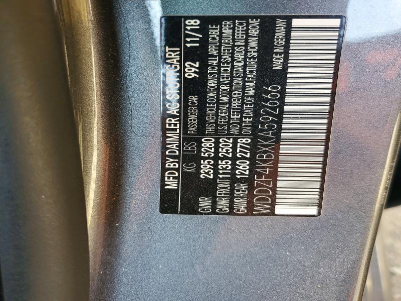 Продаж на аукціоні авто 2019 Mercedes-benz E, vin: WDDZF4KBXKA592666, номер лоту: 61569906