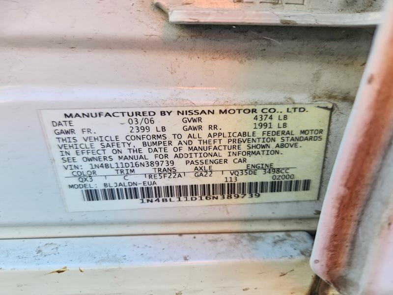 Aukcja sprzedaży 2006 Nissan Altima, vin: 1N4BL11D16N389739, numer aukcji: 62533786