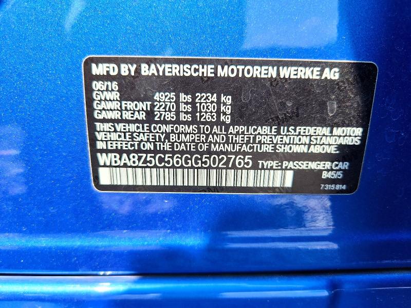 Продажа на аукционе авто 2016 Bmw 328, vin: WBA8Z5C56GG502765, номер лота: 62967556