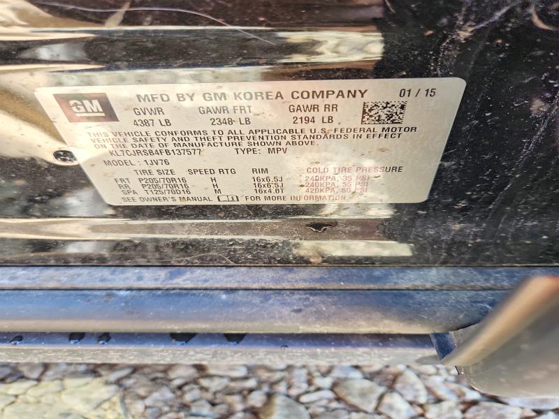 Aukcja sprzedaży 2015 Chevrolet Trax, vin: KL7CJRSB4FB137577, numer aukcji: 63045396