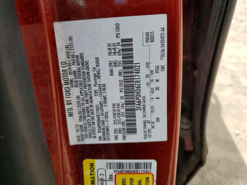 Aukcja sprzedaży 2014 Ford Fusion, vin: 3FA6P0HD6ER174021, numer aukcji: 62162776