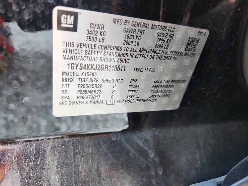61677026 :رقم المزاد ، 1GYS4KKJ2GR113611 vin ، 2016 Cadillac Escalade مزاد بيع