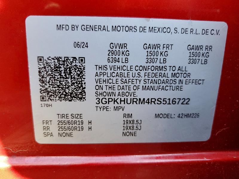 63351406 :رقم المزاد ، 3GPKHURM4RS516722 vin ، 2024 Honda Prologue مزاد بيع