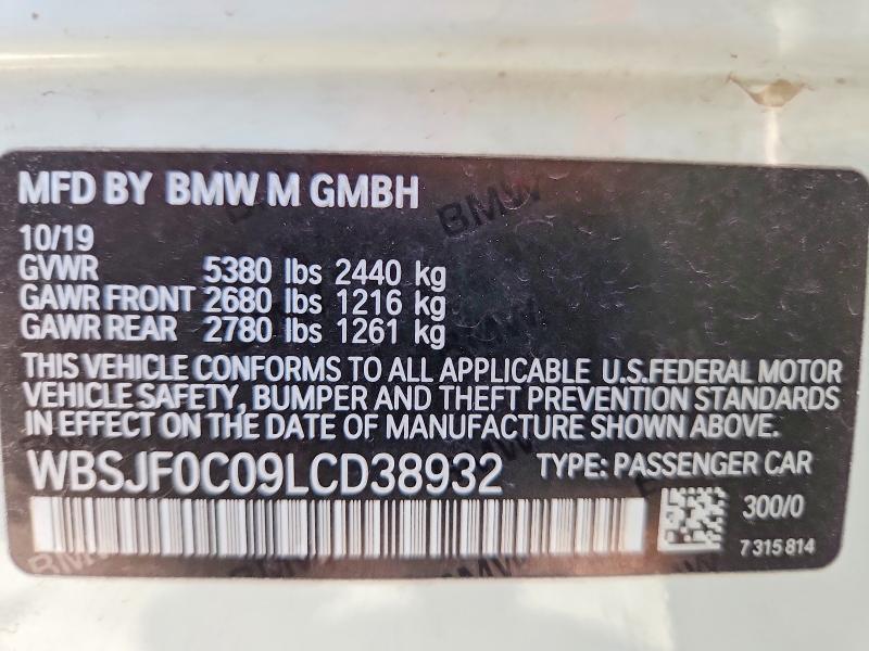 60300156 :رقم المزاد ، WBSJF0C09LCD38932 vin ، 2020 Bmw M5 مزاد بيع