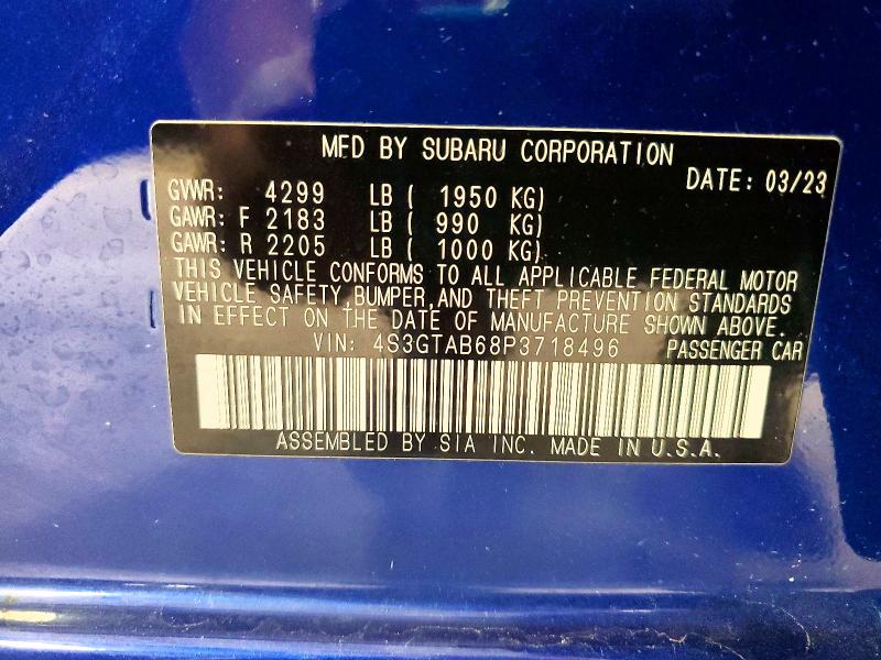 2023 Subaru Impreza მანქანა იყიდება აუქციონზე, vin: 4S3GTAB68P3718496, აუქციონის ნომერი: 58650966
