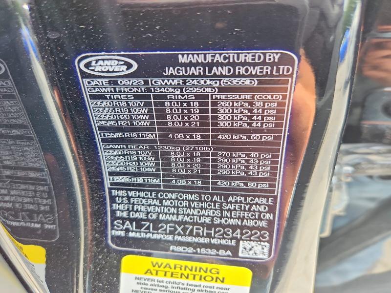Продажа на аукционе авто 2024 Land Rover Range Rover Evoque, vin: SALZL2FX7RH234223, номер лота: 62780956