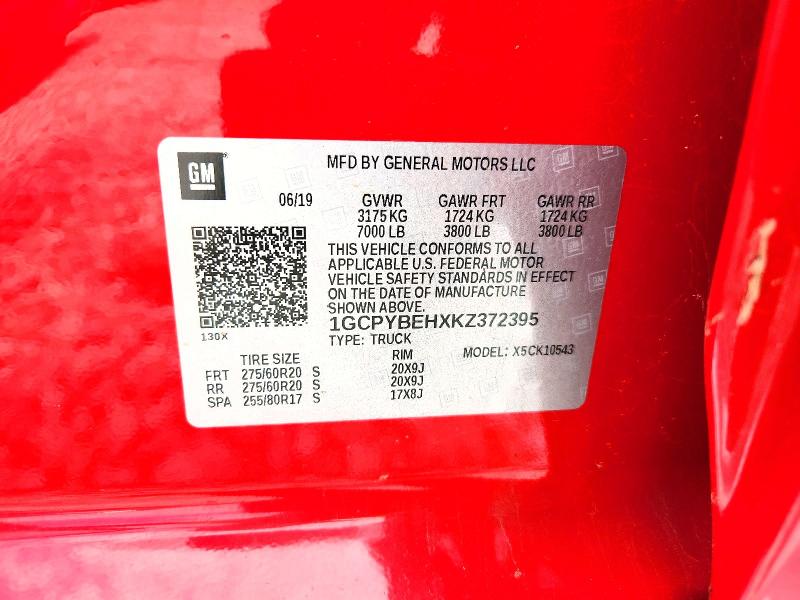 2019 Chevrolet Silverado მანქანა იყიდება აუქციონზე, vin: 1GCPYBEHXKZ372395, აუქციონის ნომერი: 60822346