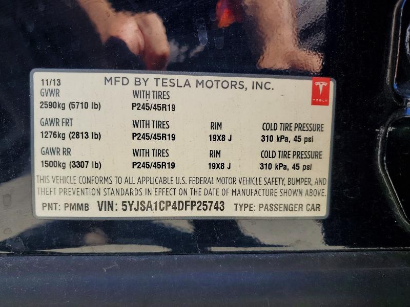 Aukcja sprzedaży 2013 Tesla Model S, vin: 5YJSA1CP4DFP25743, numer aukcji: 61597486