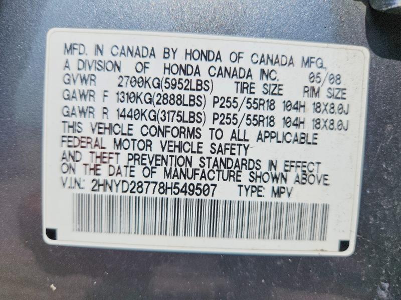 Aukcja sprzedaży 2008 Acura Mdx, vin: 2HNYD28778H549507, numer aukcji: 61587176