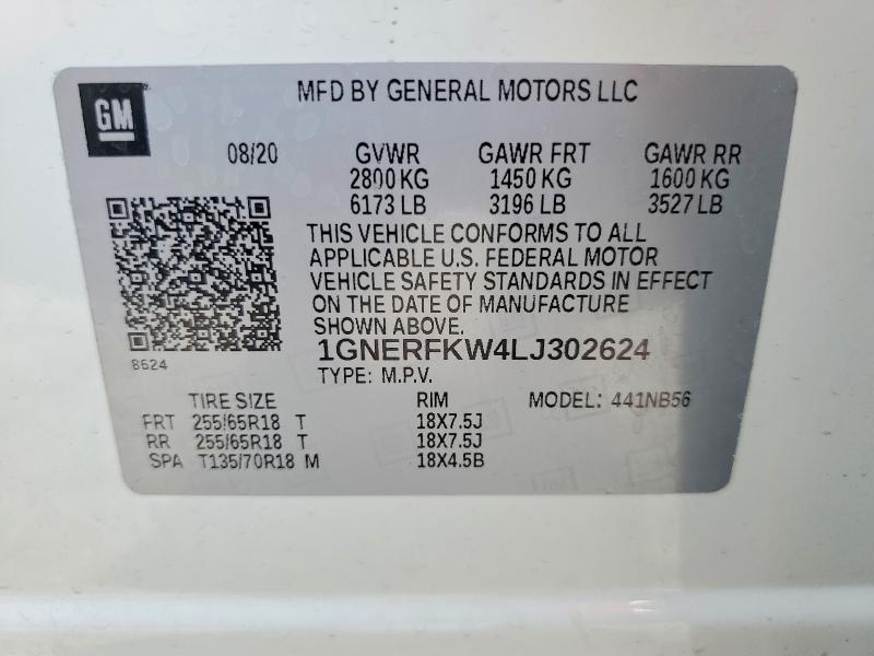 2020 Chevrolet Traverse მანქანა იყიდება აუქციონზე, vin: 1GNERFKW4LJ302624, აუქციონის ნომერი: 59736666