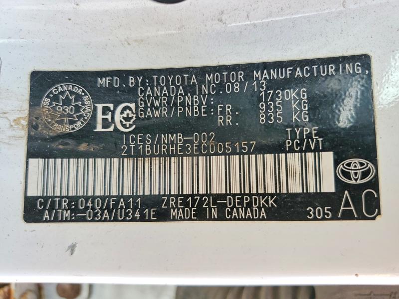 Продажа на аукционе авто 2014 Toyota Corolla, vin: 2T1BURHE3EC005157, номер лота: 85618655
