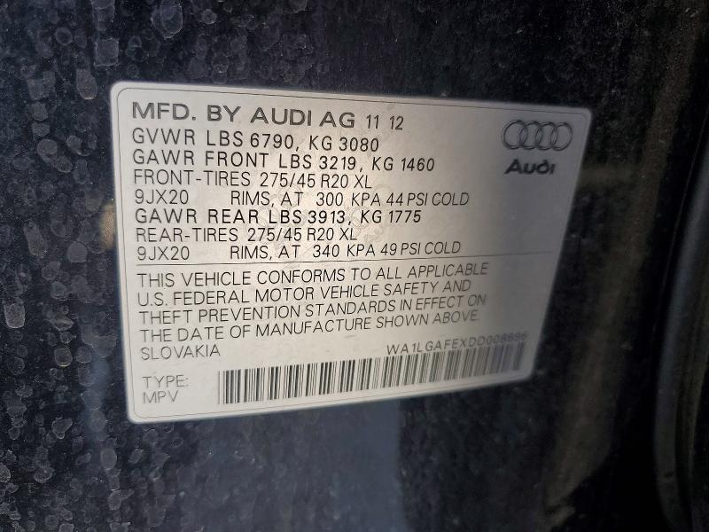 Продаж на аукціоні авто 2013 Audi Q7, vin: WA1LGAFEXDD008696, номер лоту: 61762316