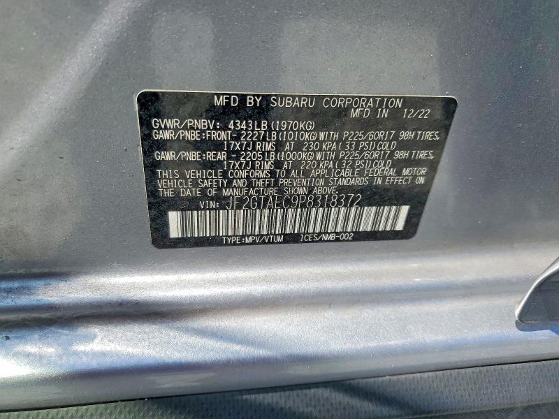 Aukcja sprzedaży 2023 Subaru Crosstrek, vin: JF2GTAEC9P8318372, numer aukcji: 59811146
