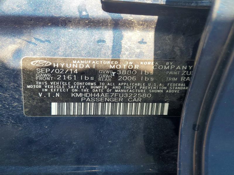 Продажа на аукционе авто 2015 Hyundai Elantra, vin: KMHDH4AE7FU322580, номер лота: 62123226