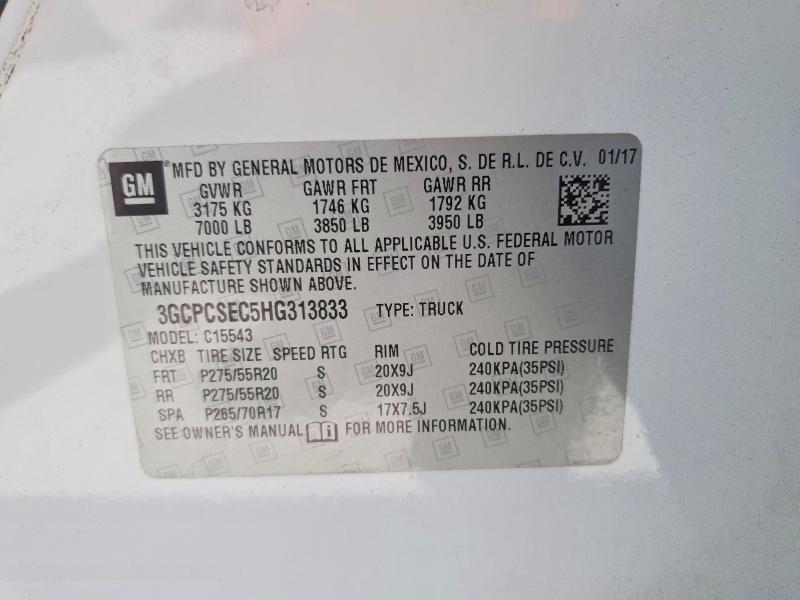 Aukcja sprzedaży 2017 Chevrolet Silverado, vin: 3GCPCSEC5HG313833, numer aukcji: 59980976