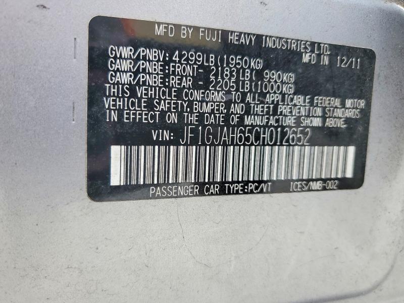 Продажа на аукционе авто 2012 Subaru Impreza, vin: JF1GJAH65CH012652, номер лота: 61079136