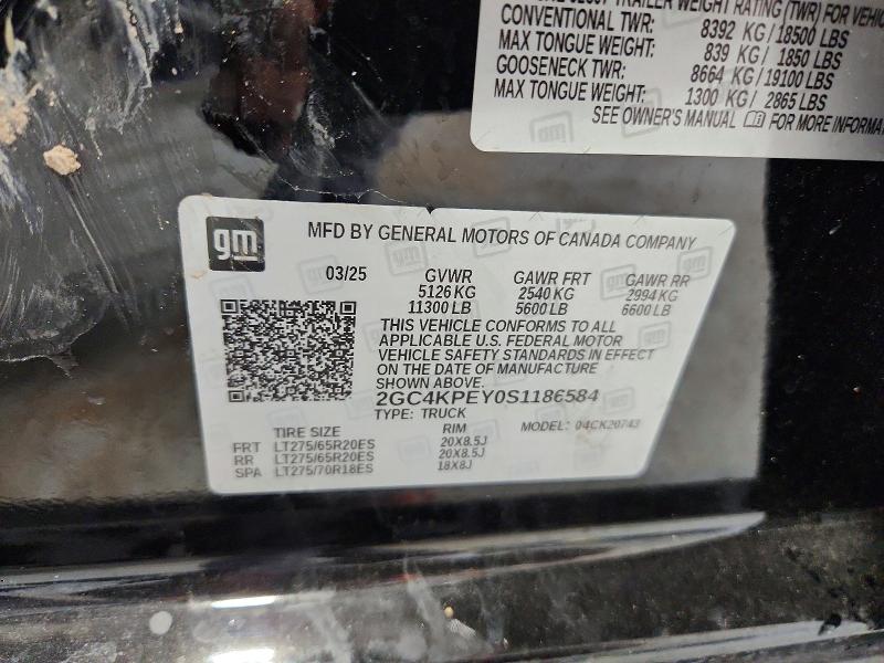 59102046 :رقم المزاد ، 2GC4KPEY0S1186584 vin ، 2025 Chevrolet Silverado مزاد بيع