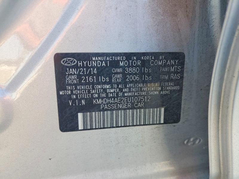 60628116 :رقم المزاد ، KMHDH4AE2EU107512 vin ، 2014 Hyundai Elantra مزاد بيع