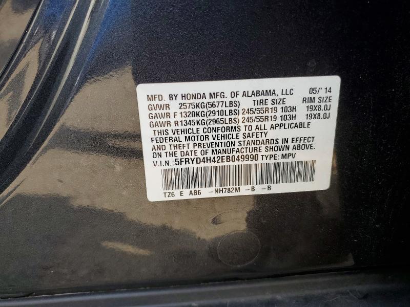 62292036 :رقم المزاد ، 5FRYD4H42EB049990 vin ، 2014 Acura Mdx مزاد بيع