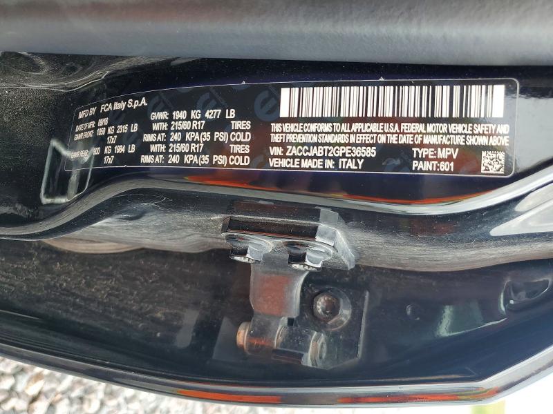 Продажа на аукционе авто 2016 Jeep Renegade, vin: ZACCJABT2GPE36585, номер лота: 62506916
